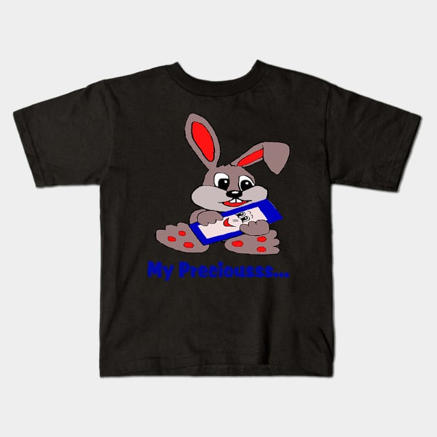 Rabbit  with mobile  my preciousss  1 Kids T-Shirt by longford